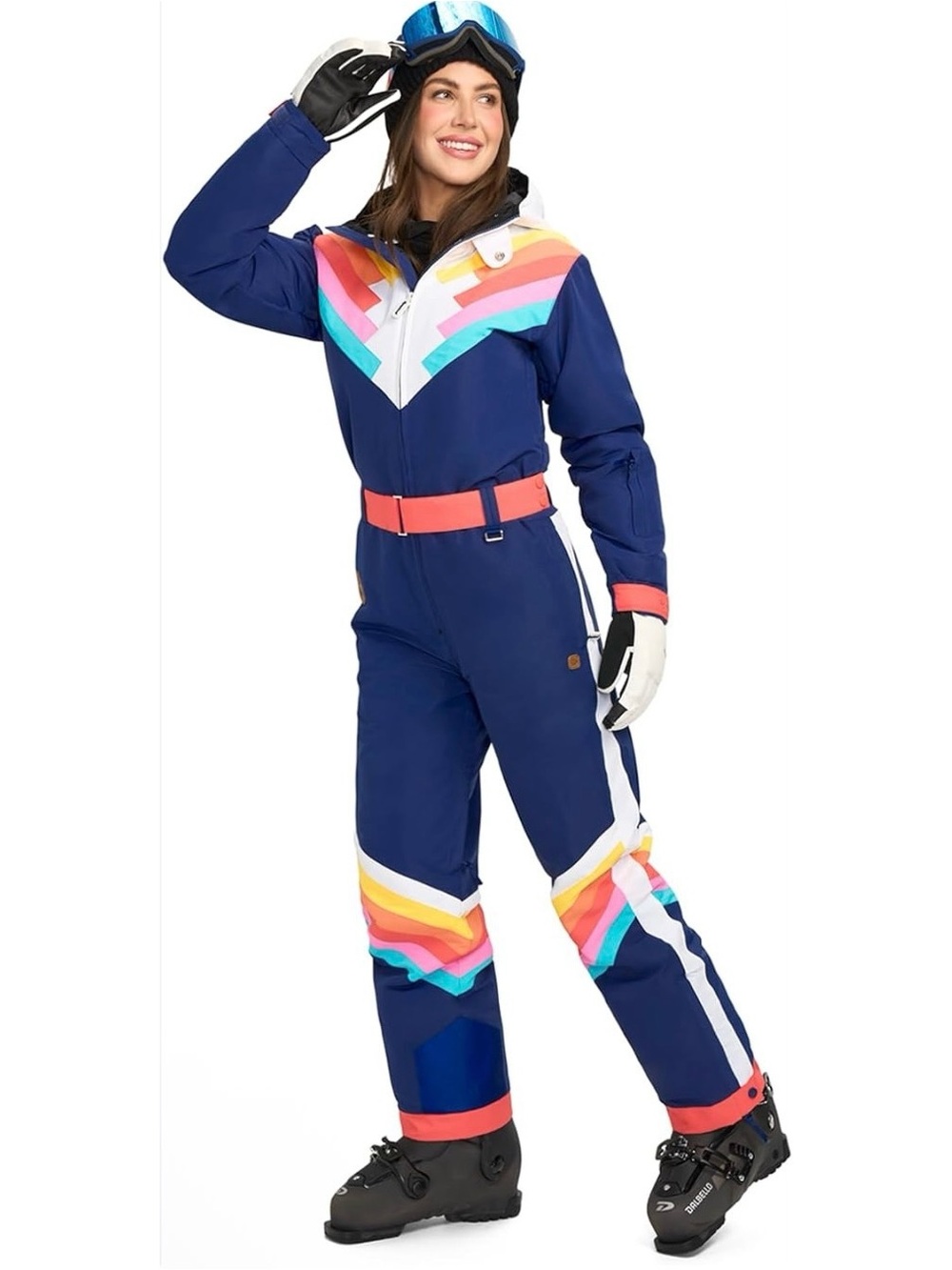 Tipsy Elves Santa Fe Shredder Snowsuit Retro Rainbow/Navy M